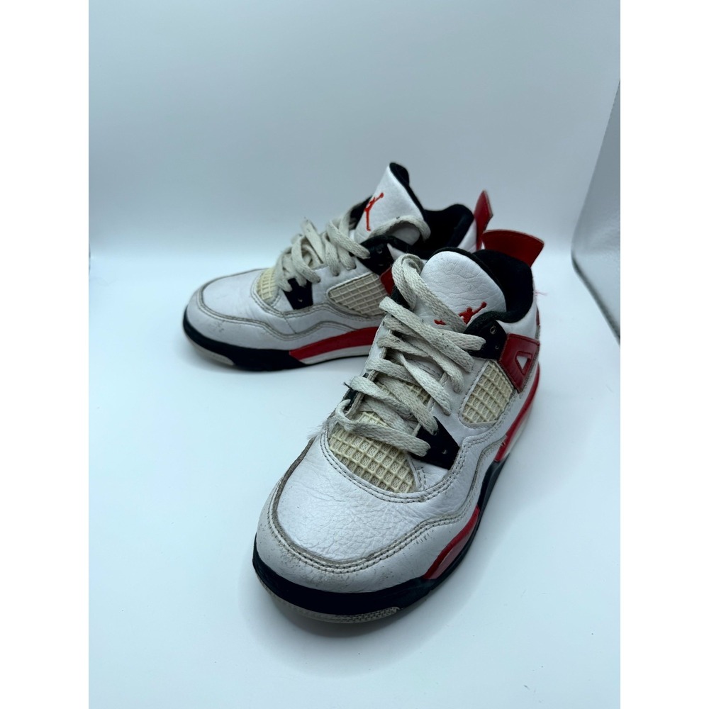 Air Jordan 4 Retro BQ7669-161 Kids 12 Sneakers White Leather Basketball Shoes